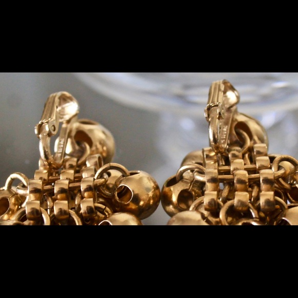 NAPIER RUNWAY BIB NECKLACE EARRINGS ANTIQUE GOLD TONE SET VINTAGE 1960’s - Picture 7 of 7